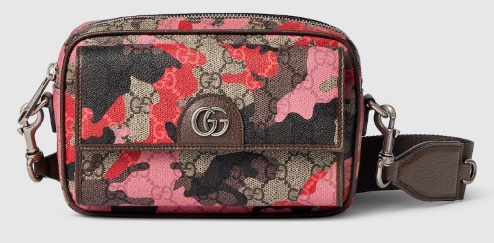 Gucci GG Supreme Pink Camo Crossbody Shoulder Bag Unisex Camoflauge